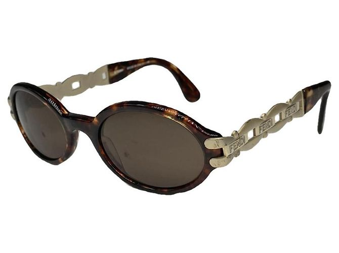Occhiali da sole in metallo marroni Fendi Marrone 