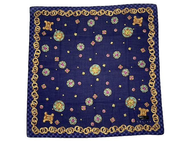 Céline Fazzoletto in seta blu navy Celine 