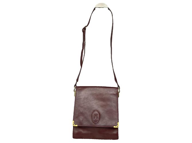 Cartier Trinity Burgundy Leather Handbag Dark red