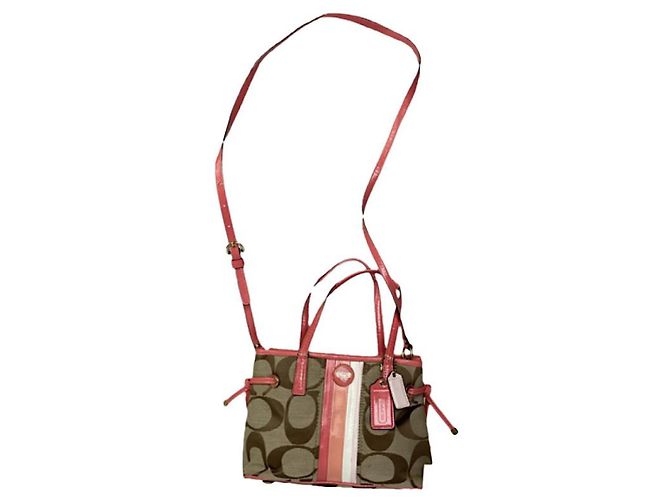 Bolsa de mão de couro marrom Sufflette Signature da Coach