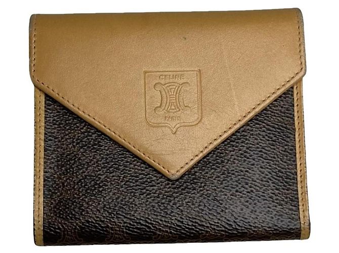 Céline Portafoglio in pelle marrone Celine Triomphe