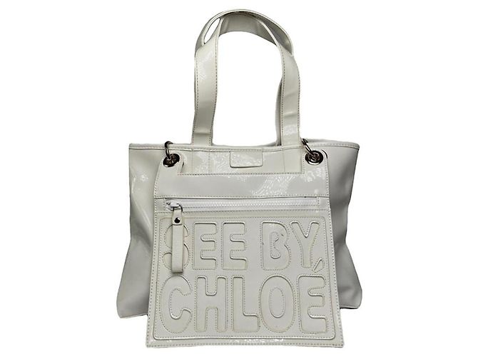 Bolsa de mão em couro patente branco See by Chloé