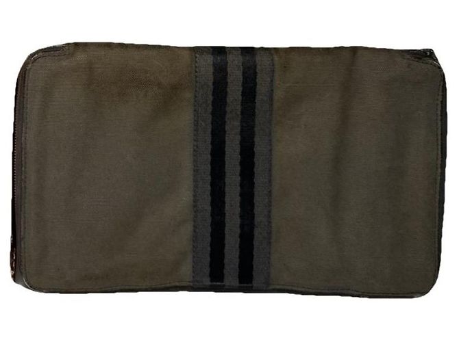 Billetera de algodón plateada Hermès Toto Plata