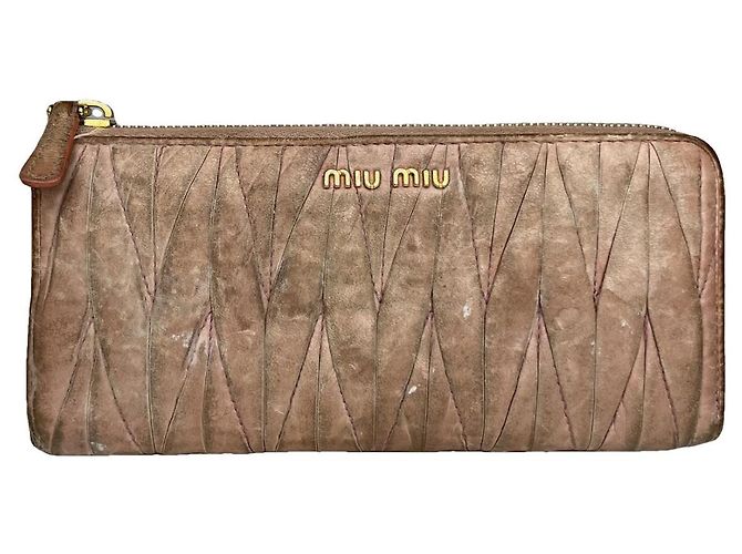 Miu Miu Beige Leather Wallet
