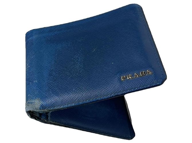 Bolsa de couro azul Prada