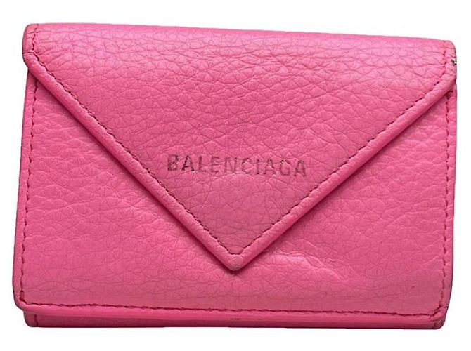 Portefeuille en cuir rose Balenciaga