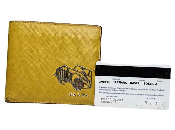 Sac petit en cuir jaune Prada