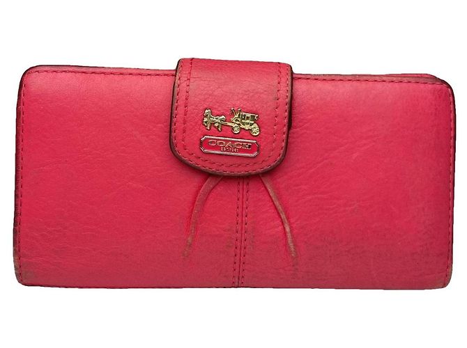 Cartera de cuero rosa Coach