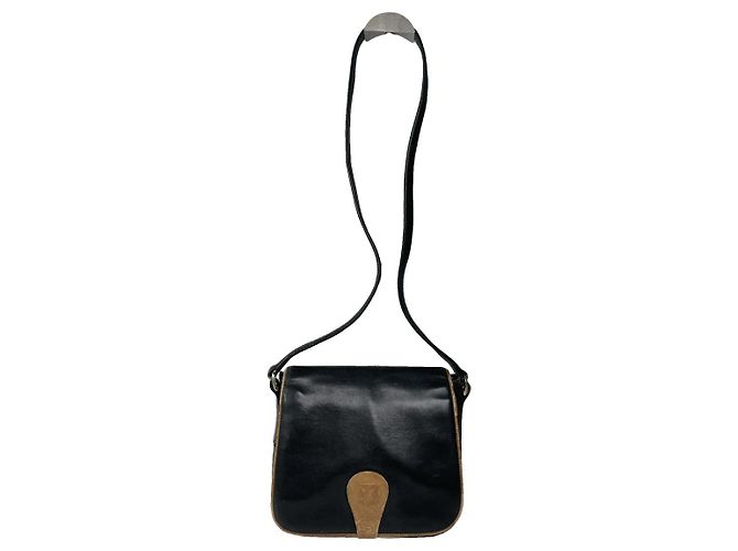 Céline Celine Folco schwarze Lederhandtasche