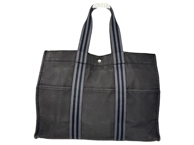 Borsa da viaggio in cotone nero Hermès
