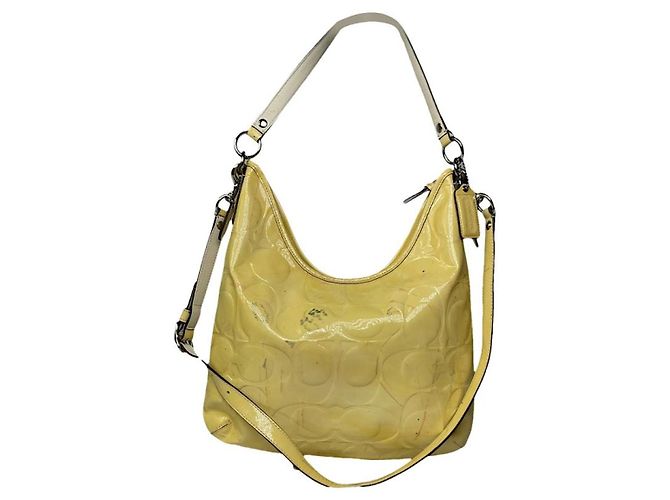 Sac à main en cuir verni jaune Hobo de Coach Hamilton