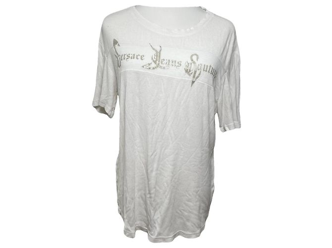 Top in cotone bianco Versace Jeans Couture
