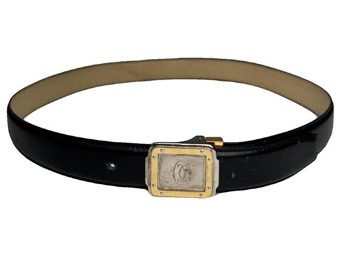 Schwarzer Leder Gürtel von Cartier