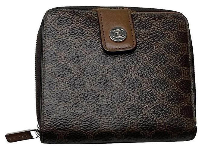 Céline Celine Triomphe Vintage Brown Leather Wallet