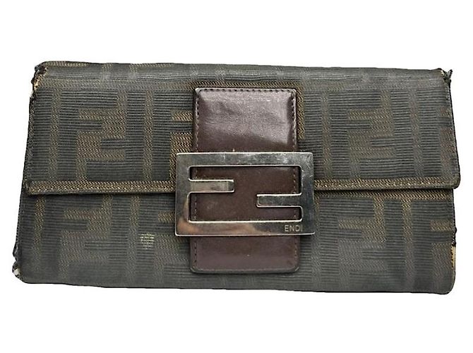 Fendi Baguette Brown Cotton Wallet