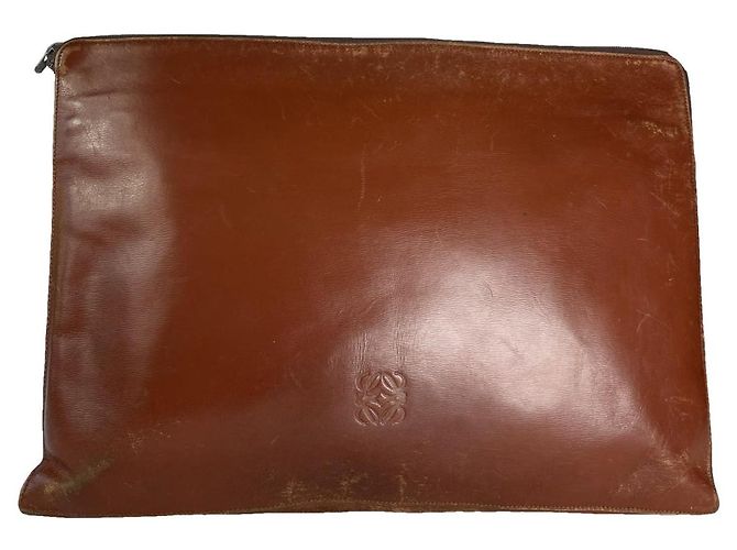 Loewe Puzzle braune Leder-Clutch