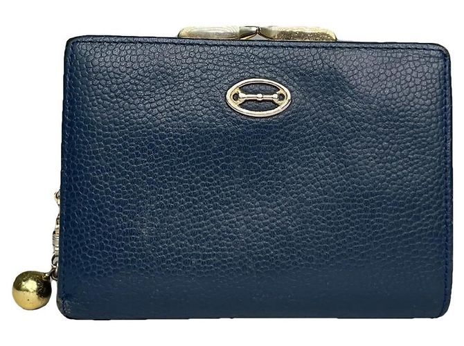 Autre Marque Non Signé / Unsigned Navy Leather Wallet Navy blue