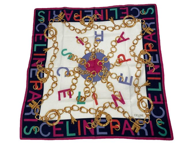 Céline Sciarpa in seta multicolore Celine 