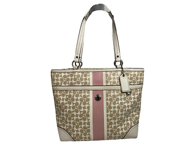 Coach Signature Sufflette Beiger Lederhandtasche