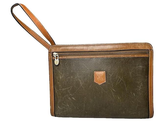 Céline Celine Triomphe Vintage Braune Leder Clutch Tasche