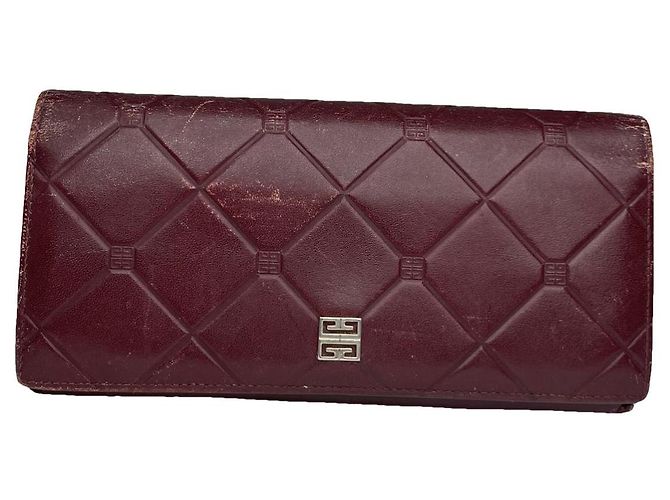 Givenchy Burgundy Leather Wallet Dark red