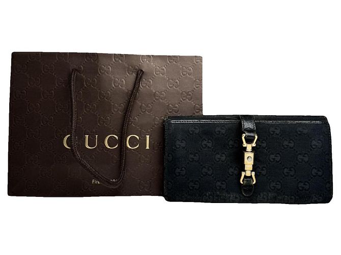 Jackie Billetera de algodón negro Gucci Zumi