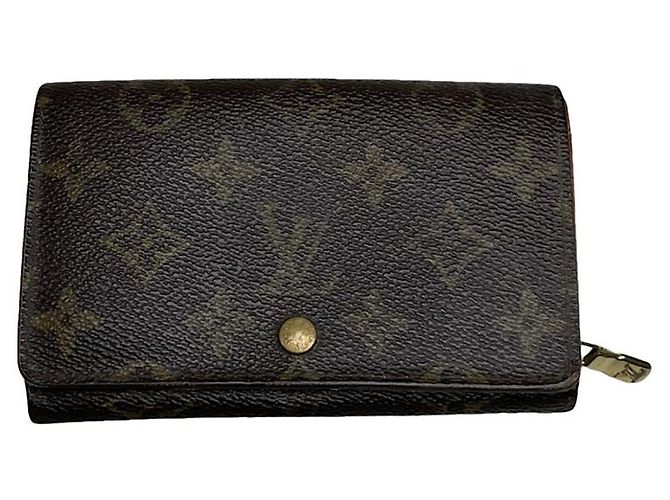 Cartera de cuero marrón Louis Vuitton Flore Castaño
