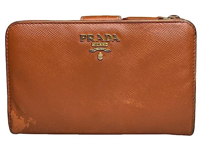 Prada Orange Leather Wallet