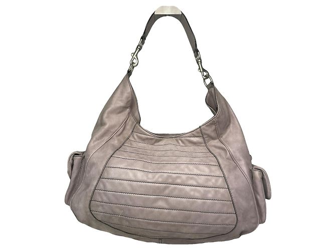 Escada graue Lederhandtasche