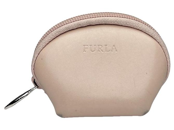 Beige Leder Clutch Bag von Furla