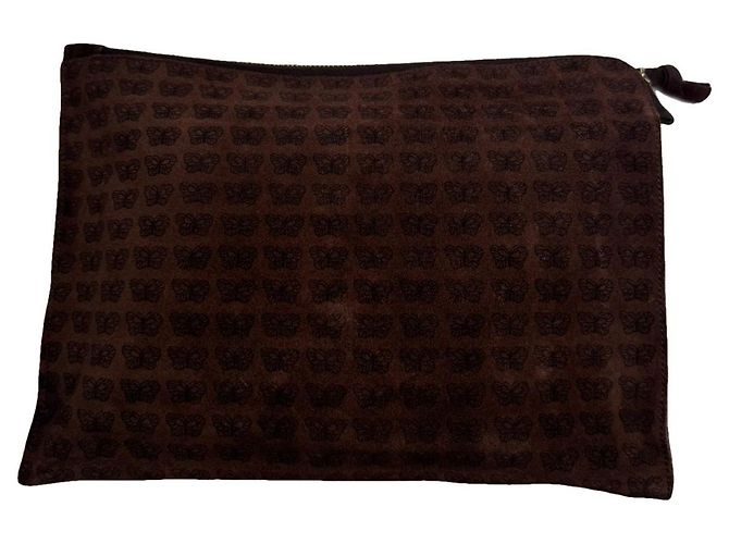 Clutch de couro marrom Bottega Veneta