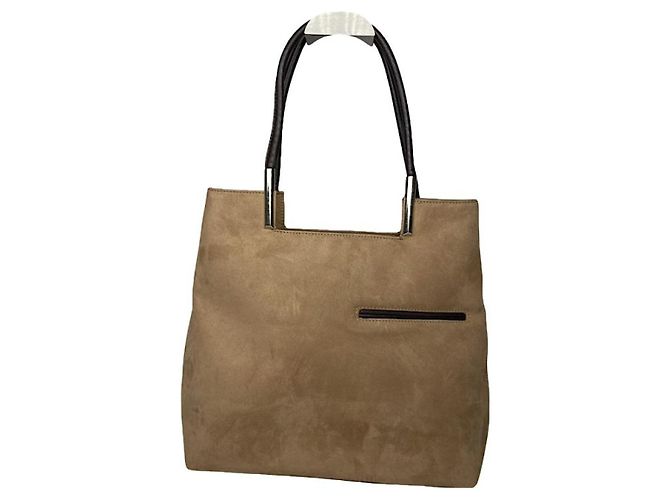 Autre Marque Bolsa de camurça marrom não assinada
