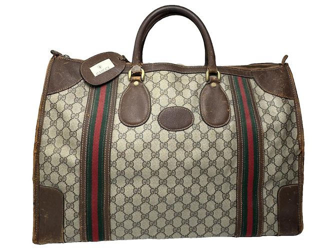 Gucci Ophidia graue Leder Reisetasche