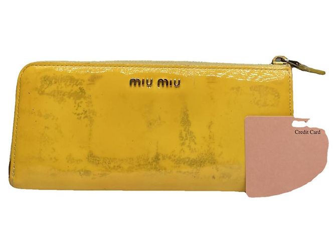 Miu Miu Yellow Patent Leather Wallet