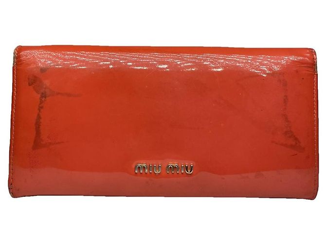Miu Miu Orange Patent Leather Wallet