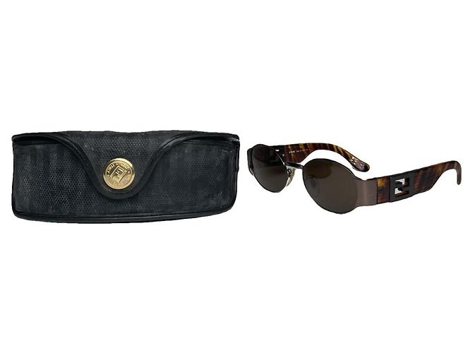 Fendi schwarze Metallsonnenbrille