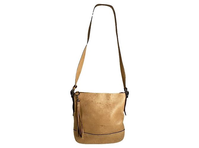 Bolsa de mão de couro marrom Sufflette Signature da Coach