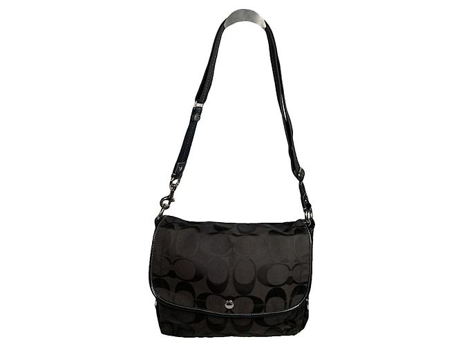 Bolsa de mão de algodão marrom Sufflette Signature da Coach
