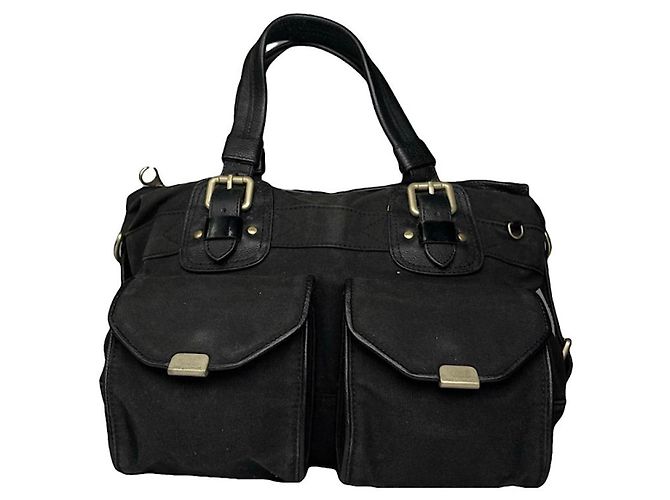 Bolso de mano de algodón negro Chloé Aurore