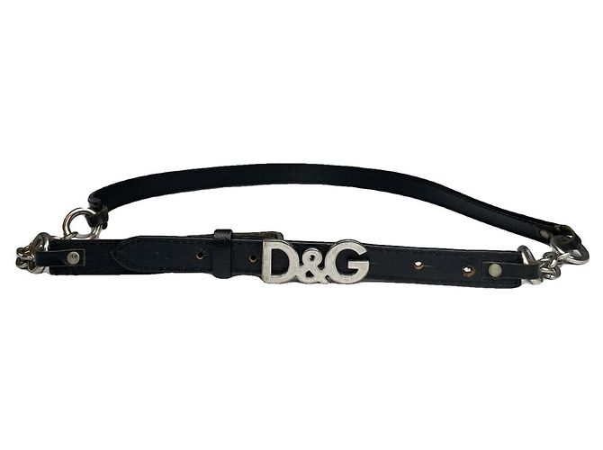 D&G schwarze Leder-Gürtel 