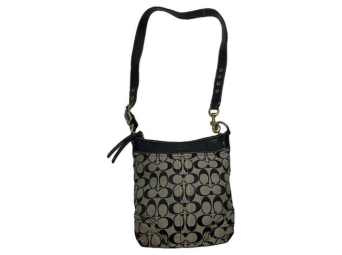 Bolsa de couro preta Sufflette Signature da Coach Preto