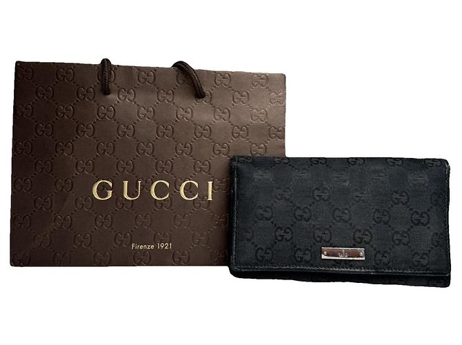 Cartera Continental Negra de Algodón Gucci Negro