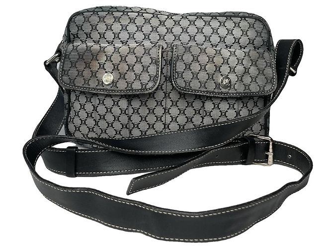 Céline Bolsa de algodão preta Celine Triomphe Preto