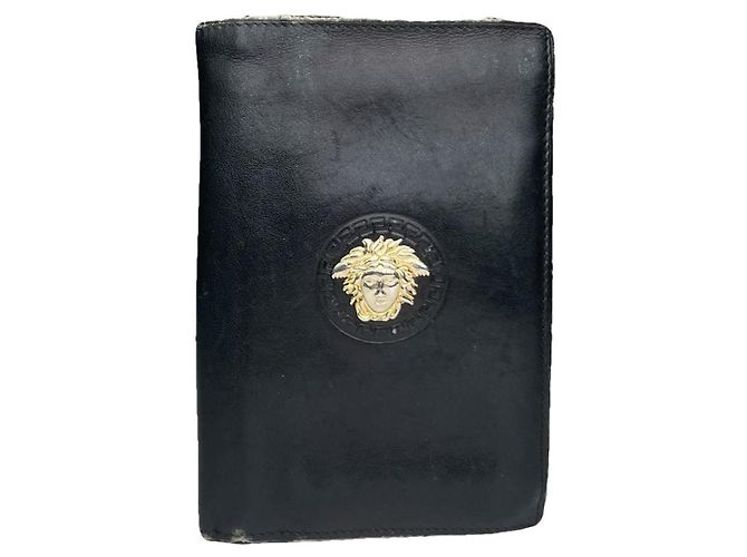 Cartera de cuero negro Gianni Versace