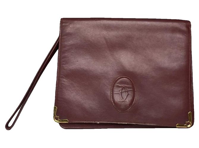 Pochette en cuir bordeaux Cartier