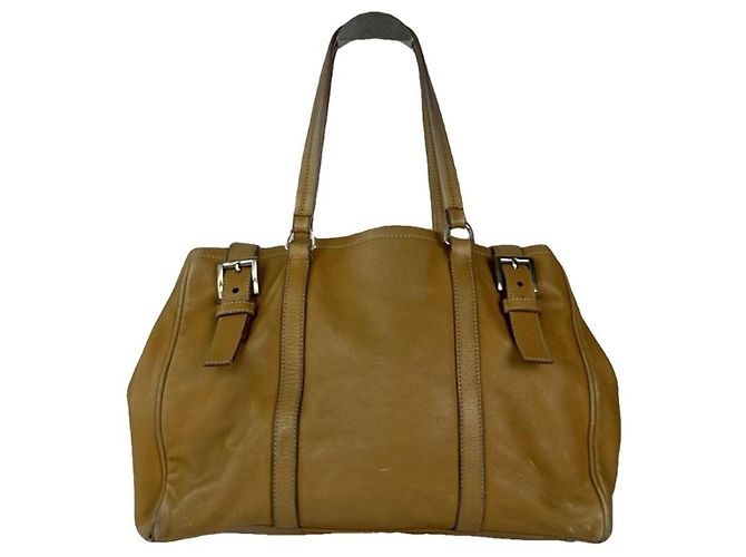 Bolsa de couro marrom Prada Bibliothèque