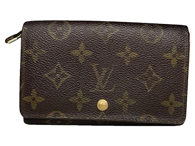 Portafoglio in pelle marrone Louis Vuitton Flore