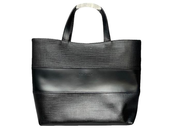 Autre Marque Non Signé / Unsigned Black Leather Handbag
