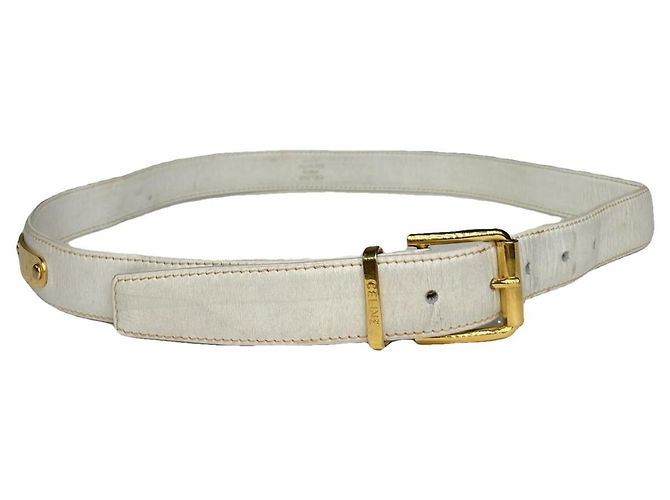 Céline Cinto de couro branco Celine Triomphe