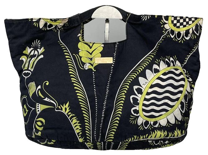 Bolso de mano de algodón negro Emilio Pucci